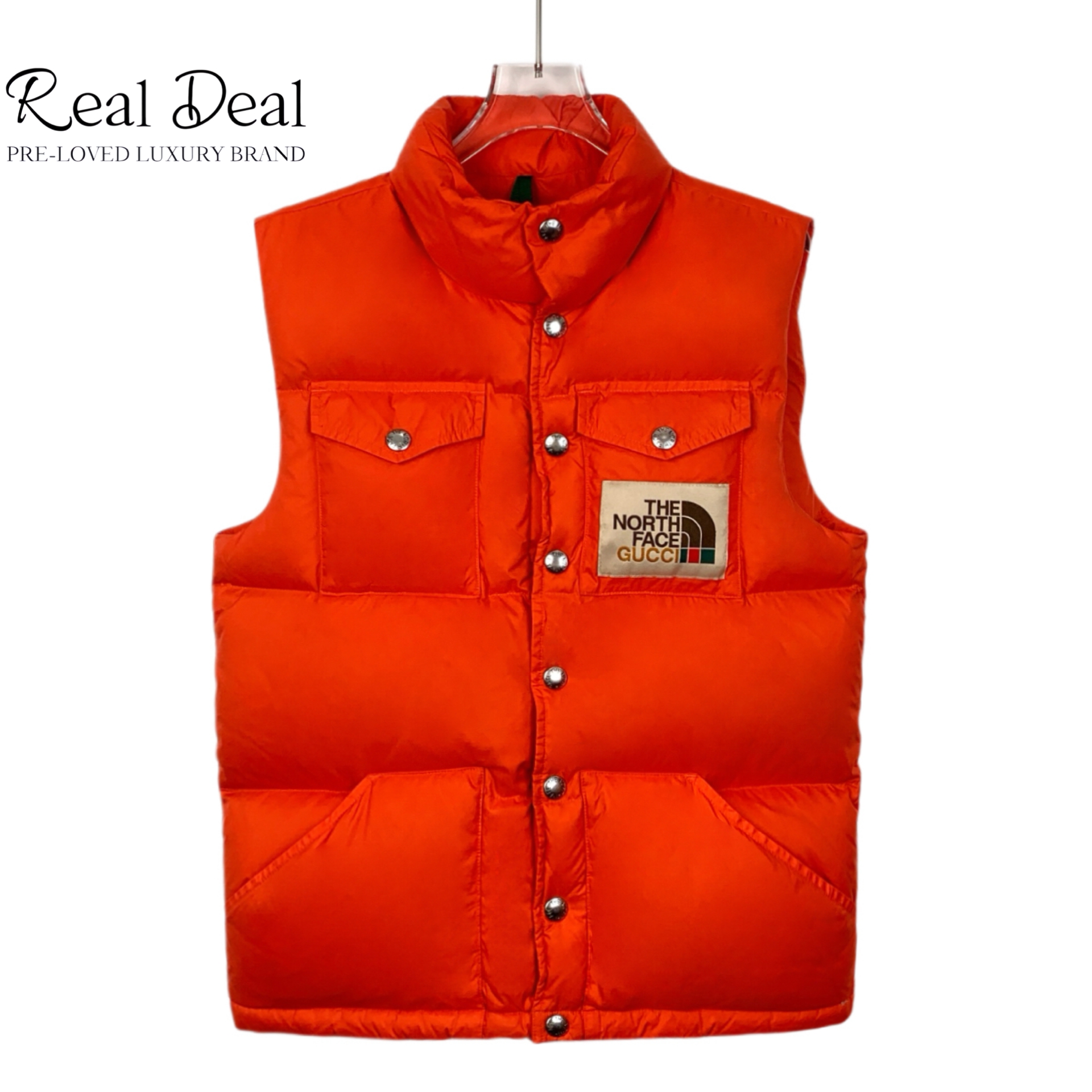 95新 GUCCI/古驰 Q13233 logo徽标羽绒服马甲外套 XS码