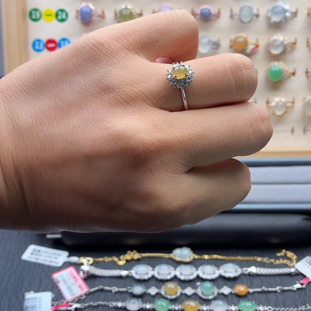 翡翠银S925镶嵌戒指