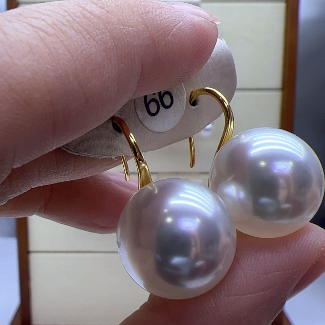 淡水珍珠耳饰18K金镶嵌