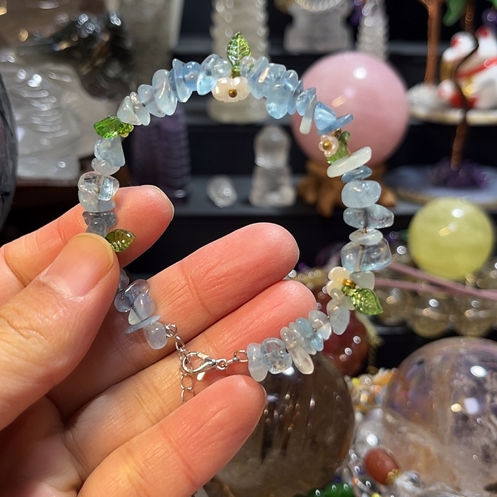 未镶嵌手链水晶天然海蓝宝手串