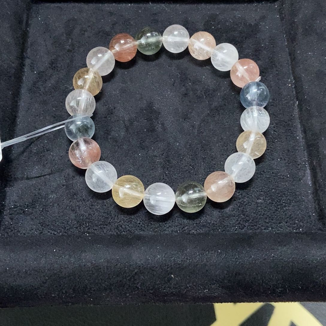 手链水晶未镶嵌拉丝彩兔毛10mm