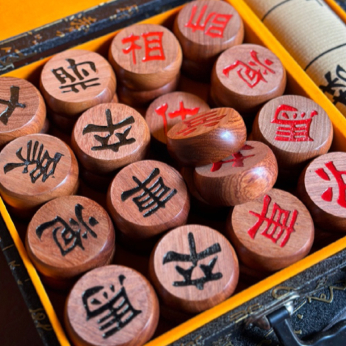 【缅花隶书红黑】正宗缅花象棋红木大果紫檀礼品收藏实木阴雕象棋