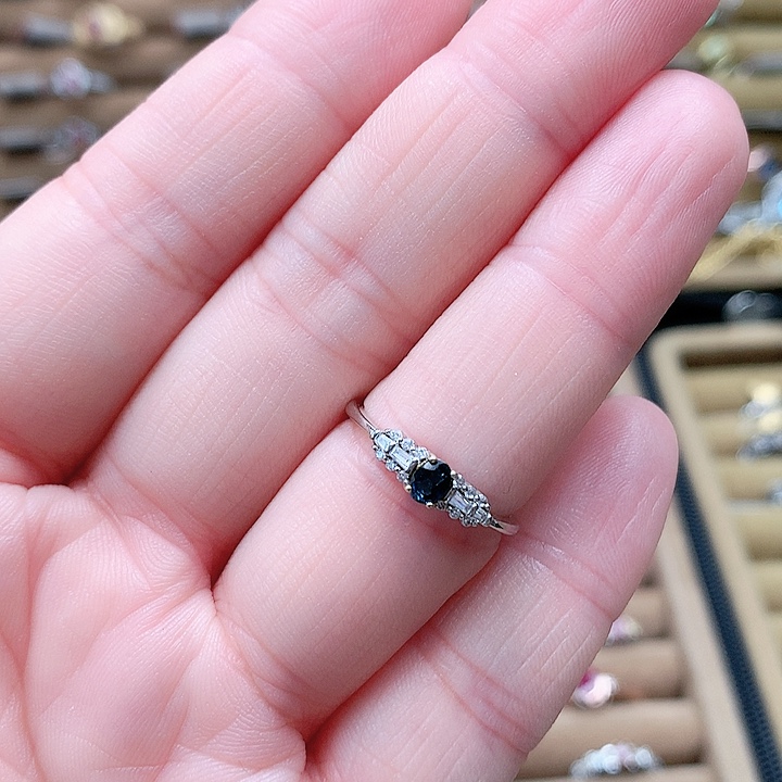 戒指蓝宝石银S925镶嵌