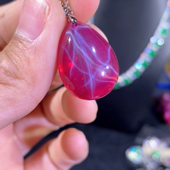 红宝石颈饰银S925镶嵌