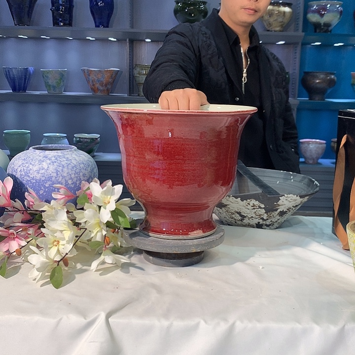 摆件陶景德镇陶瓷花盆