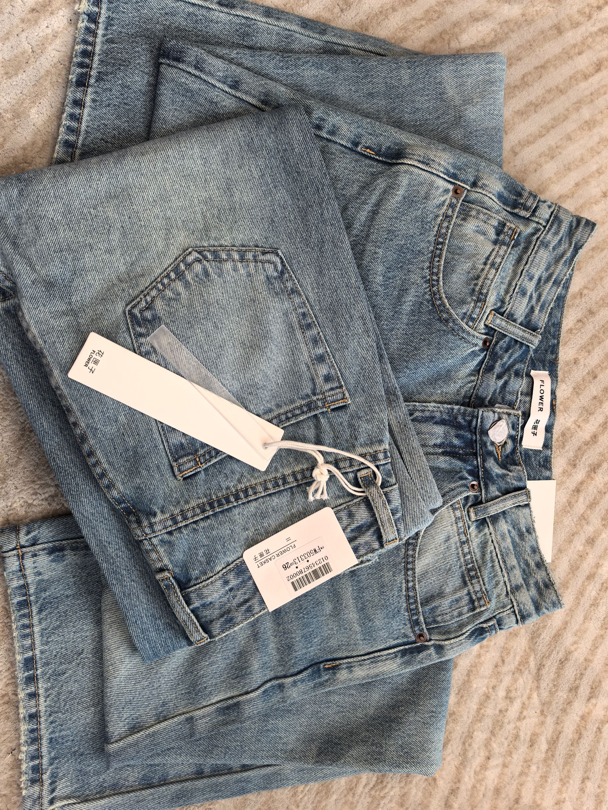 【313】花FW503文文MWMA春款新款无弹时尚纸标宽松男友牛仔裤