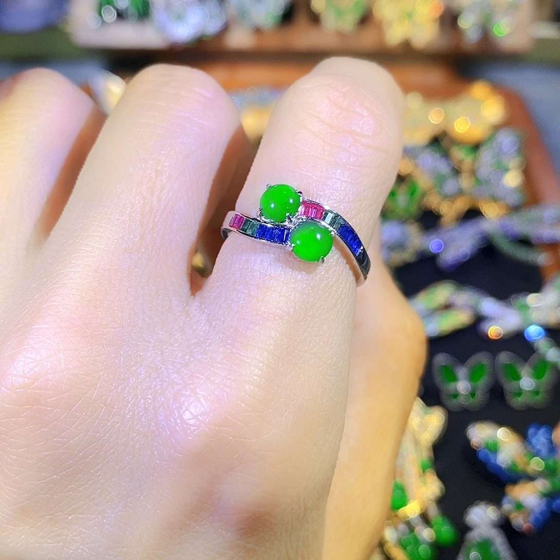 吊坠(不含链)银S925镶嵌翡翠