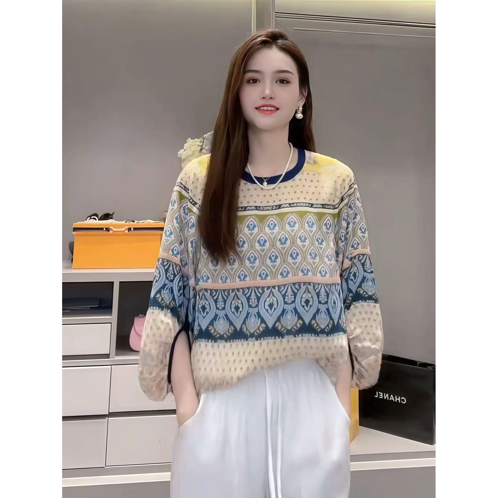 高端轻奢大码女装夏季新款新中式米黄色圆领长袖衬衣宽松气质上衣