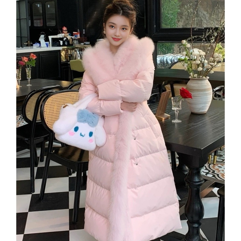 白鸭绒871大毛领连帽棉服女冬季加厚保暖收腰显瘦外套