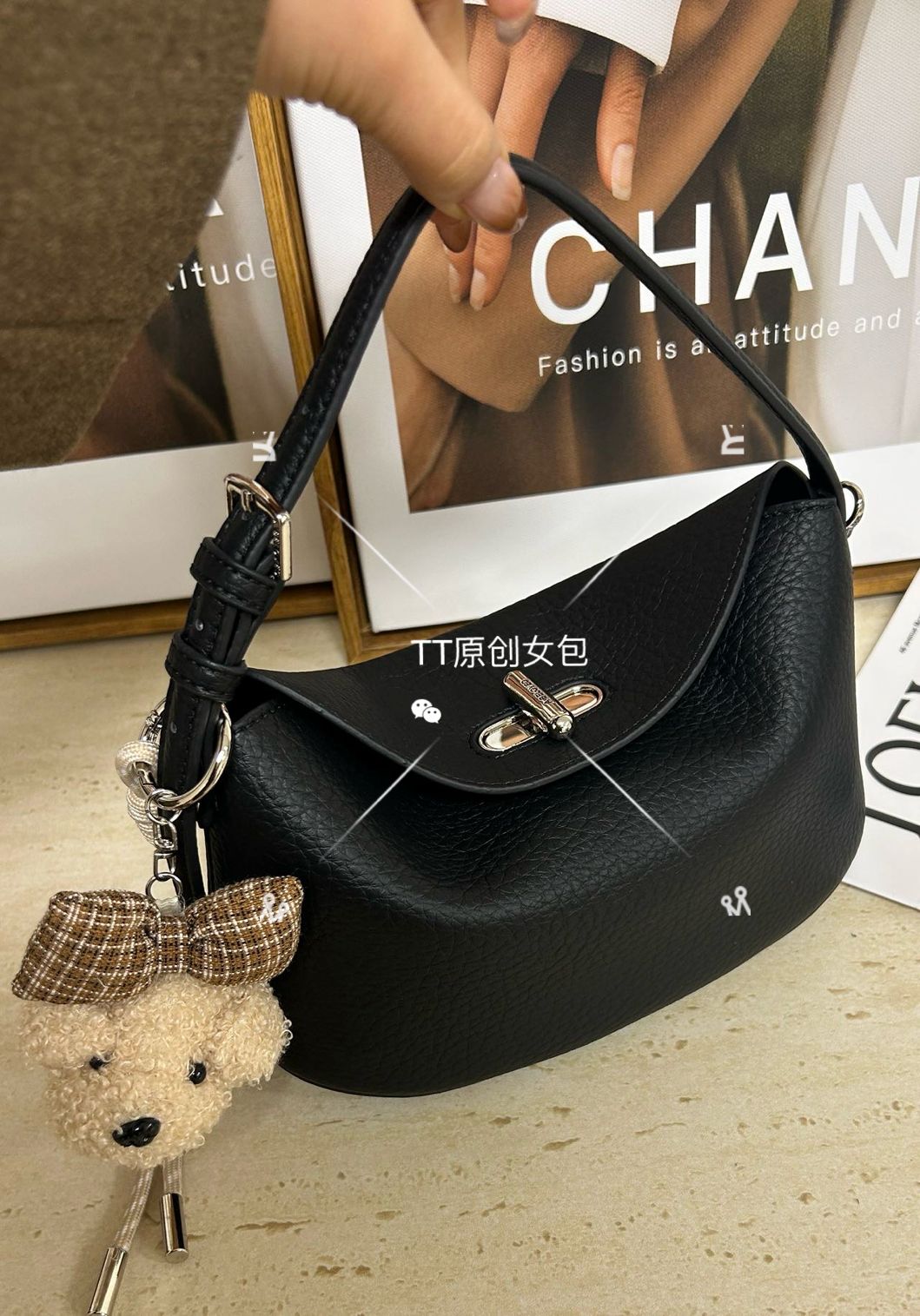 【T.T】早春新款时尚经典荔枝纹冰壶包日常百搭单肩斜挎女包25021-3