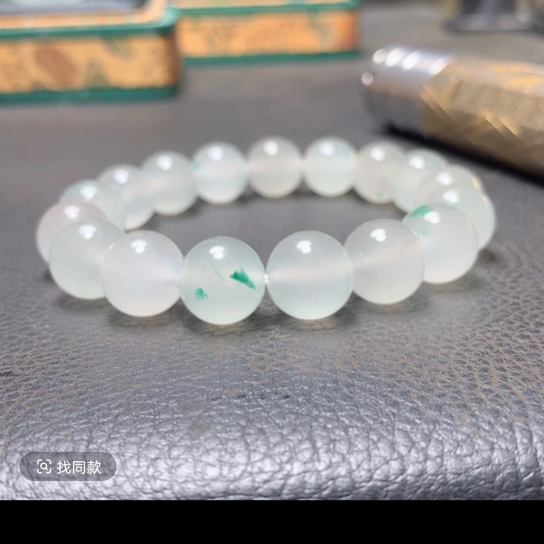 纯天然非洲翠高白冰手串