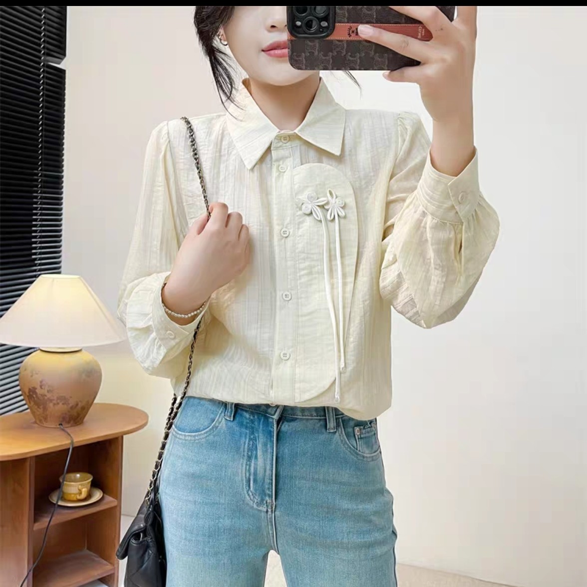 012新中式国风盘扣衬衫女春季新款减龄漂亮小衫别致上衣