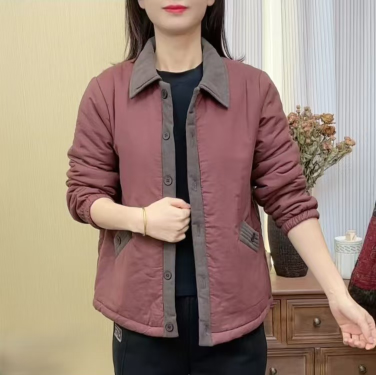 秋冬新款加绒百搭妈妈装气质百搭女士保暖外套中老年棉衣时尚短款