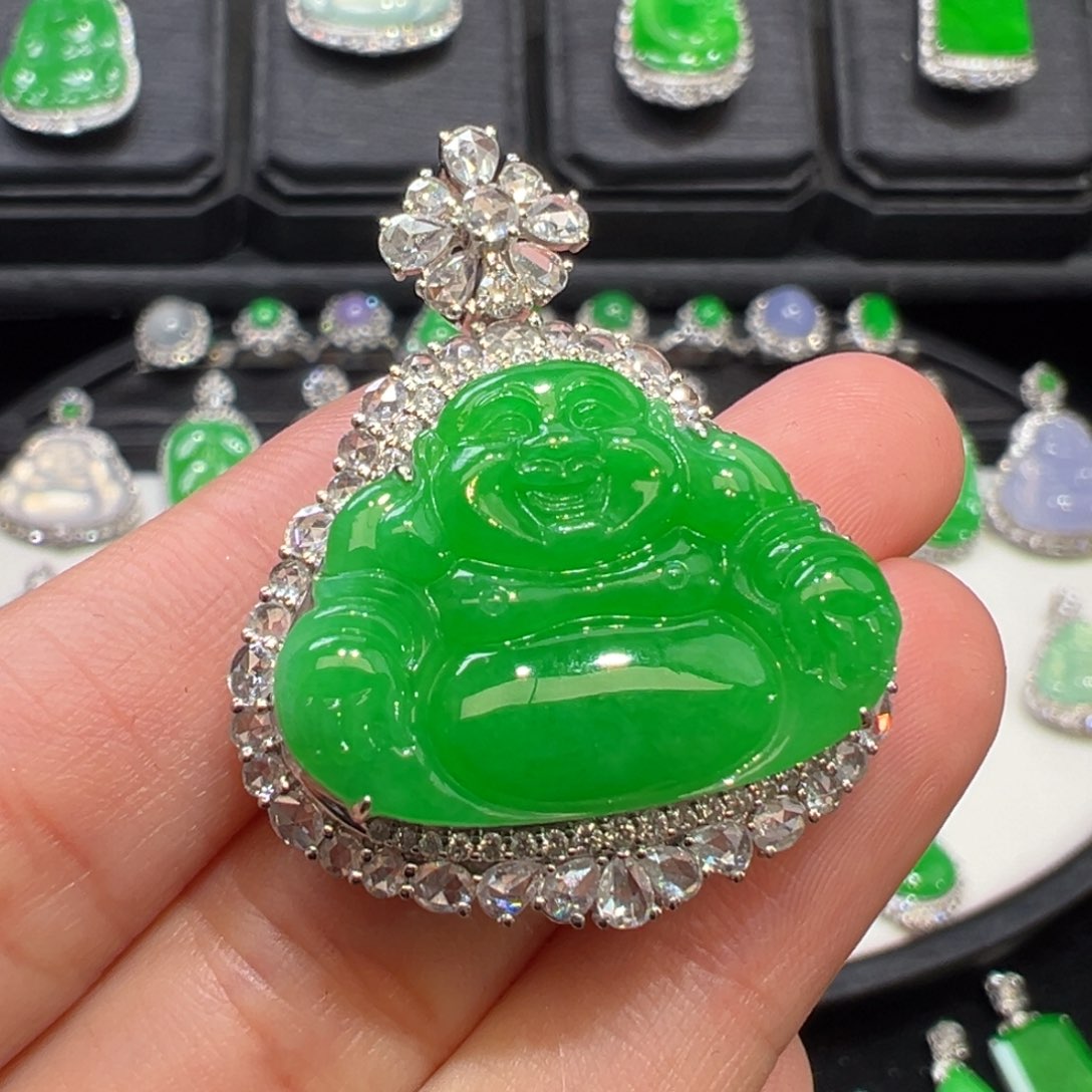 翡翠吊坠(不含链)18K金镶嵌程**荣收到货48小时鉴赏期