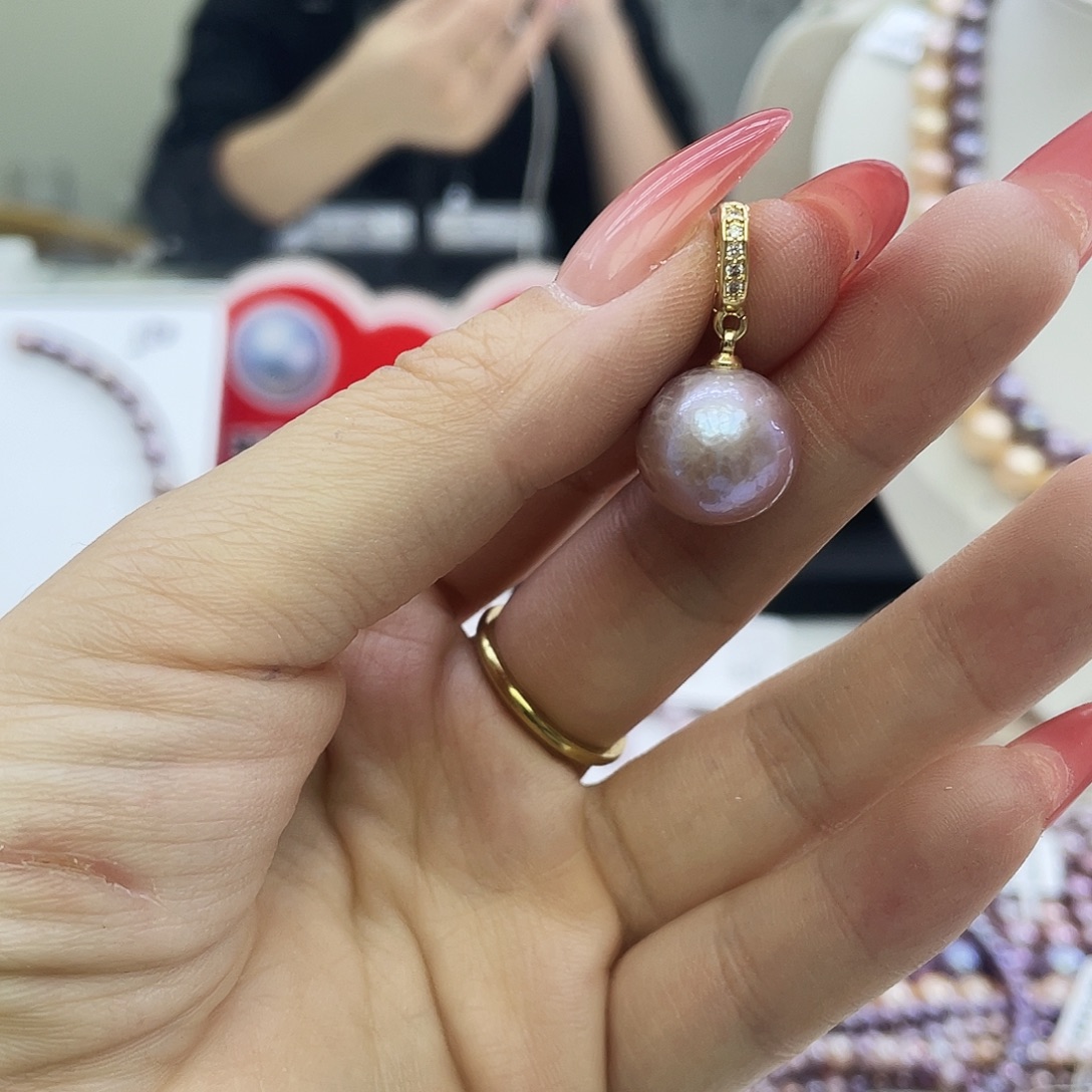 淡水珍珠银S925镶嵌耳饰