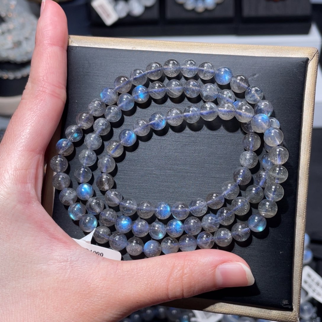 长石手链未镶嵌多圈马岛黑体蓝光黑月光6m+