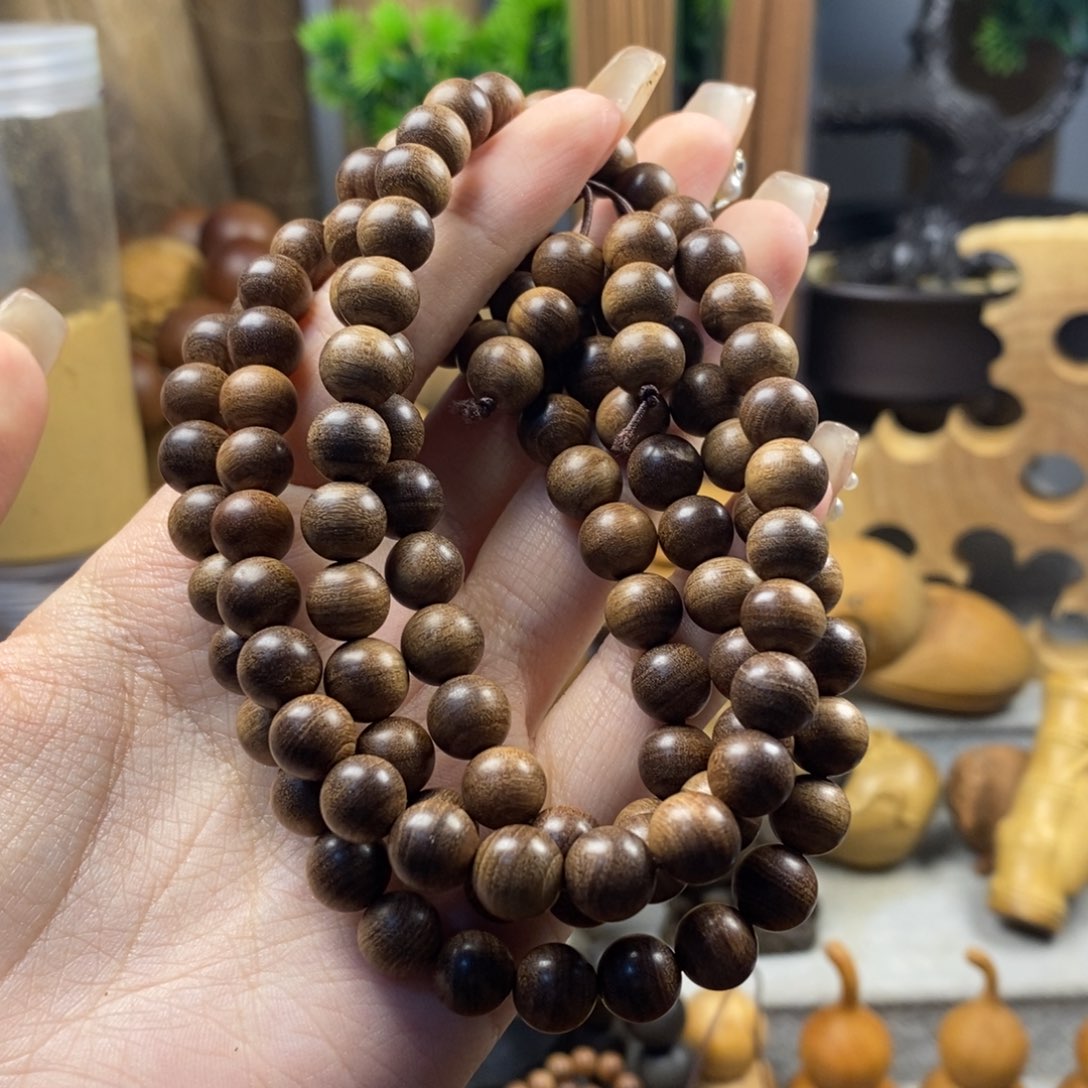 檀香木手串/手链沉水焦糖0.8 108微瑕疵