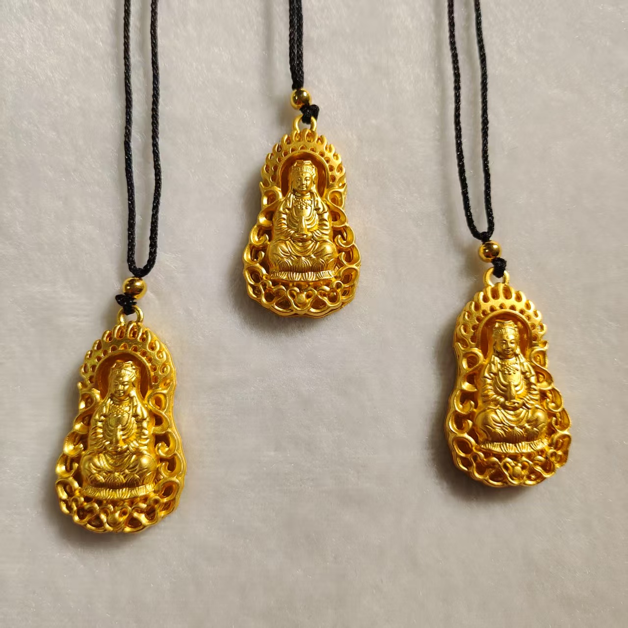 24-KK959时尚精美国风百搭款火焰观音黄色吊坠