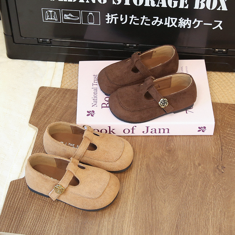 女童皮鞋2025秋季新款时尚韩版森系休闲勃肯鞋女孩洋气复古豆豆鞋