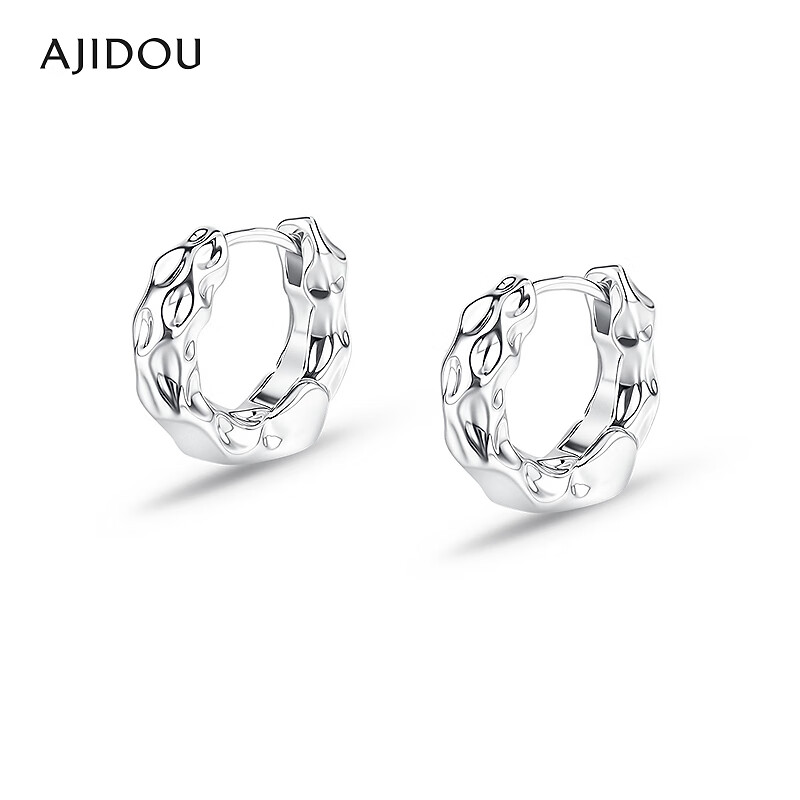 合金无非金属耳饰 AJIDOU阿吉豆【许妍同款】褶皱纹理时尚耳环