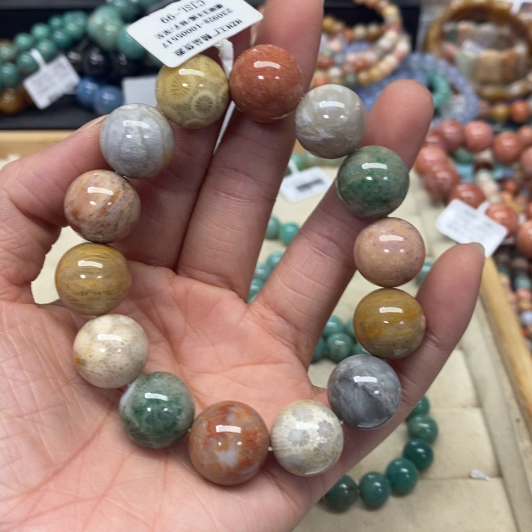 硅化珊瑚（珊瑚玉）手链未镶嵌S****g045