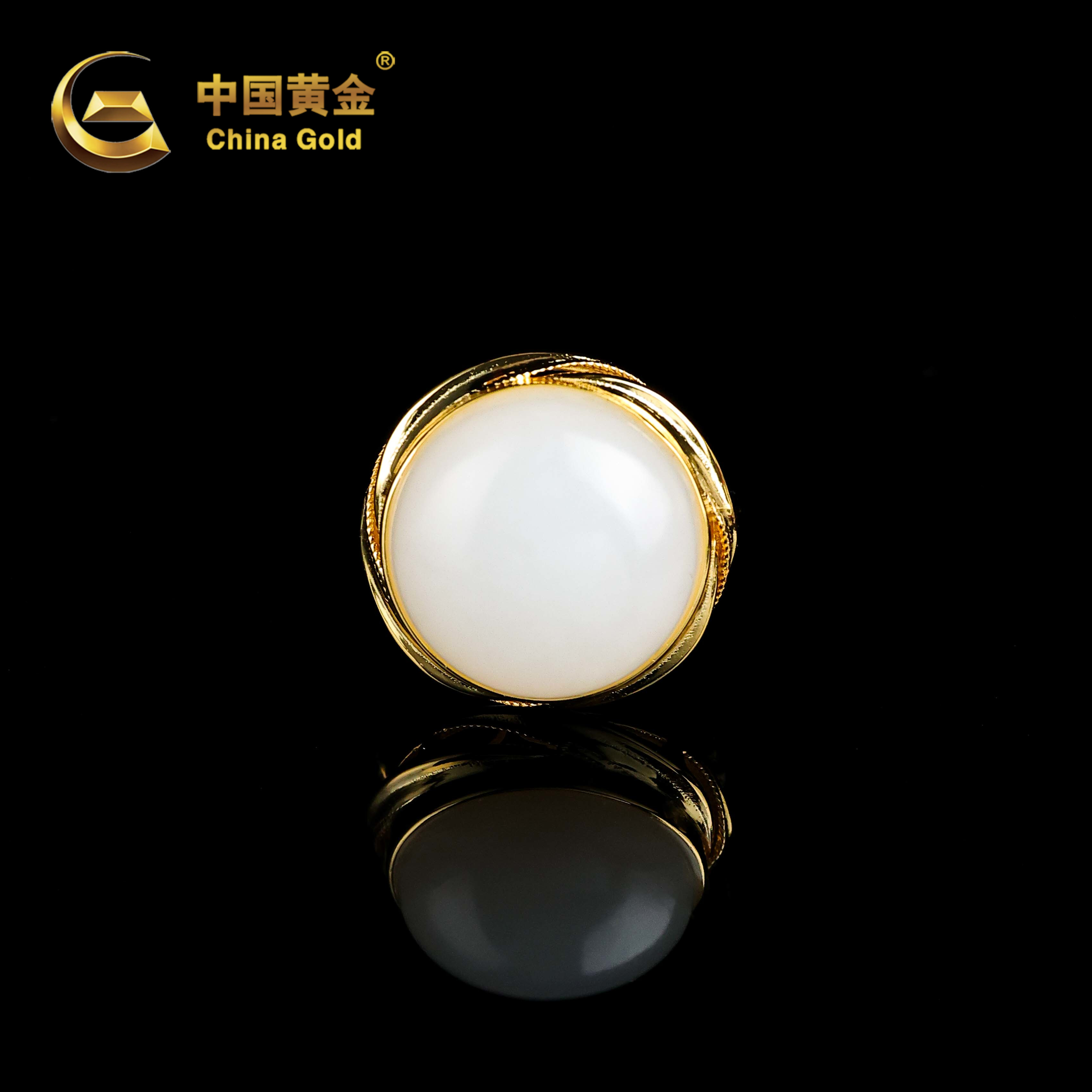 【中国黄金】奕羽 | 和田玉*戒指*S925银镶嵌-J2062-臻