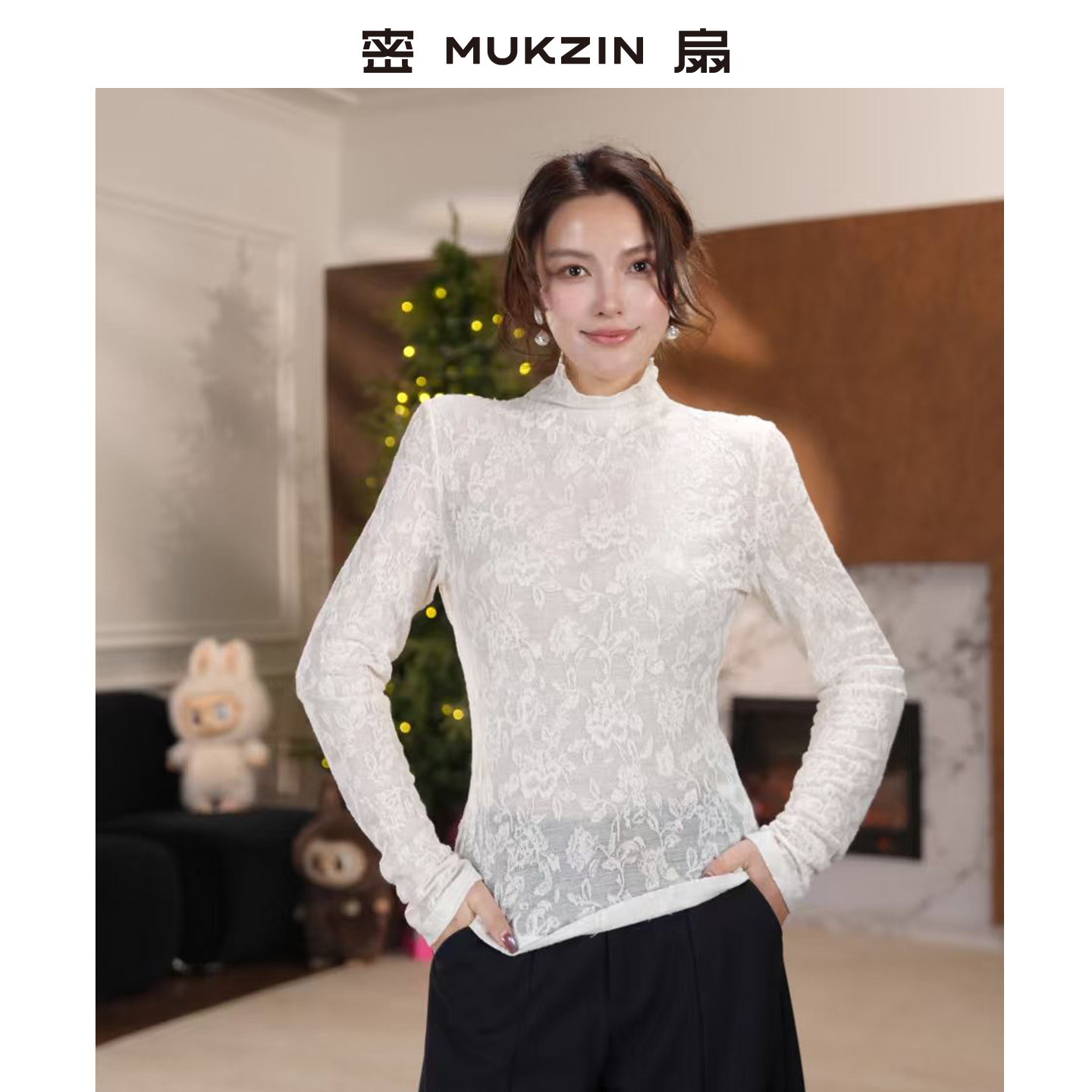 「密扇新品」//密扇新中式蕾丝长袖打底衫M261JA08241101