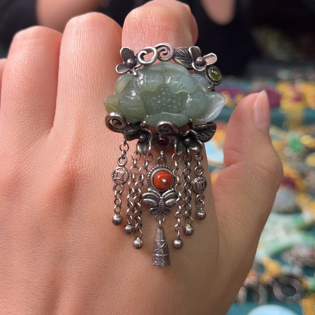 翡翠银S925镶嵌戒指双十二直降