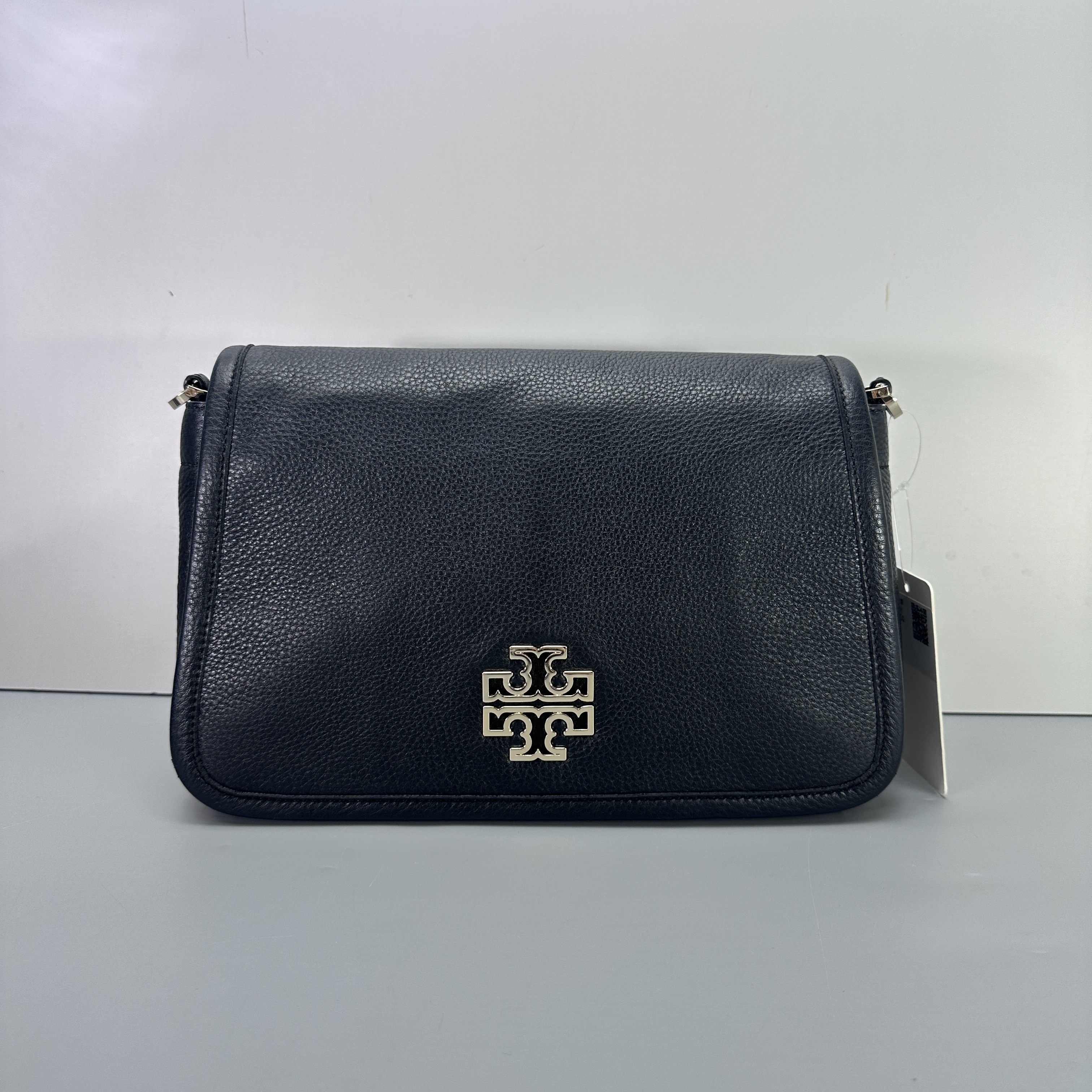 95新 TORY BURCH/汤丽柏琦 黑色荔枝纹牛皮斜挎包27*16*9M051811