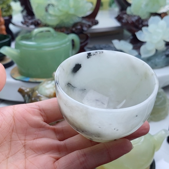 岫玉四大名玉茶杯80毫升未镶嵌