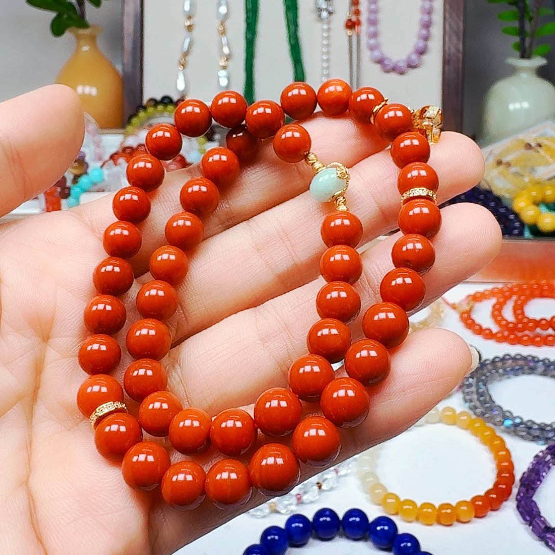 南红玛瑙手链银S925镶嵌