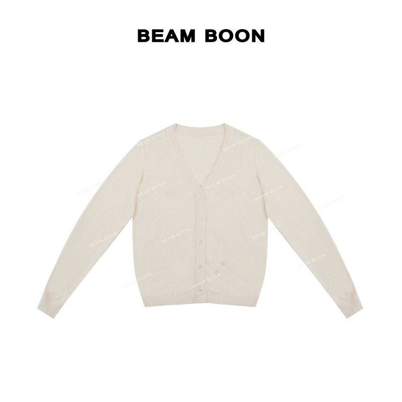 【心动甜布蕾】云舒软糯V领羊毛蚕丝松弛感廓形单排扣针织开衫