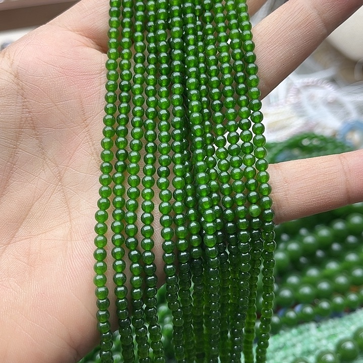 玛瑙/玉髓未镶嵌珠宝半成品一条3mm左右碧玉