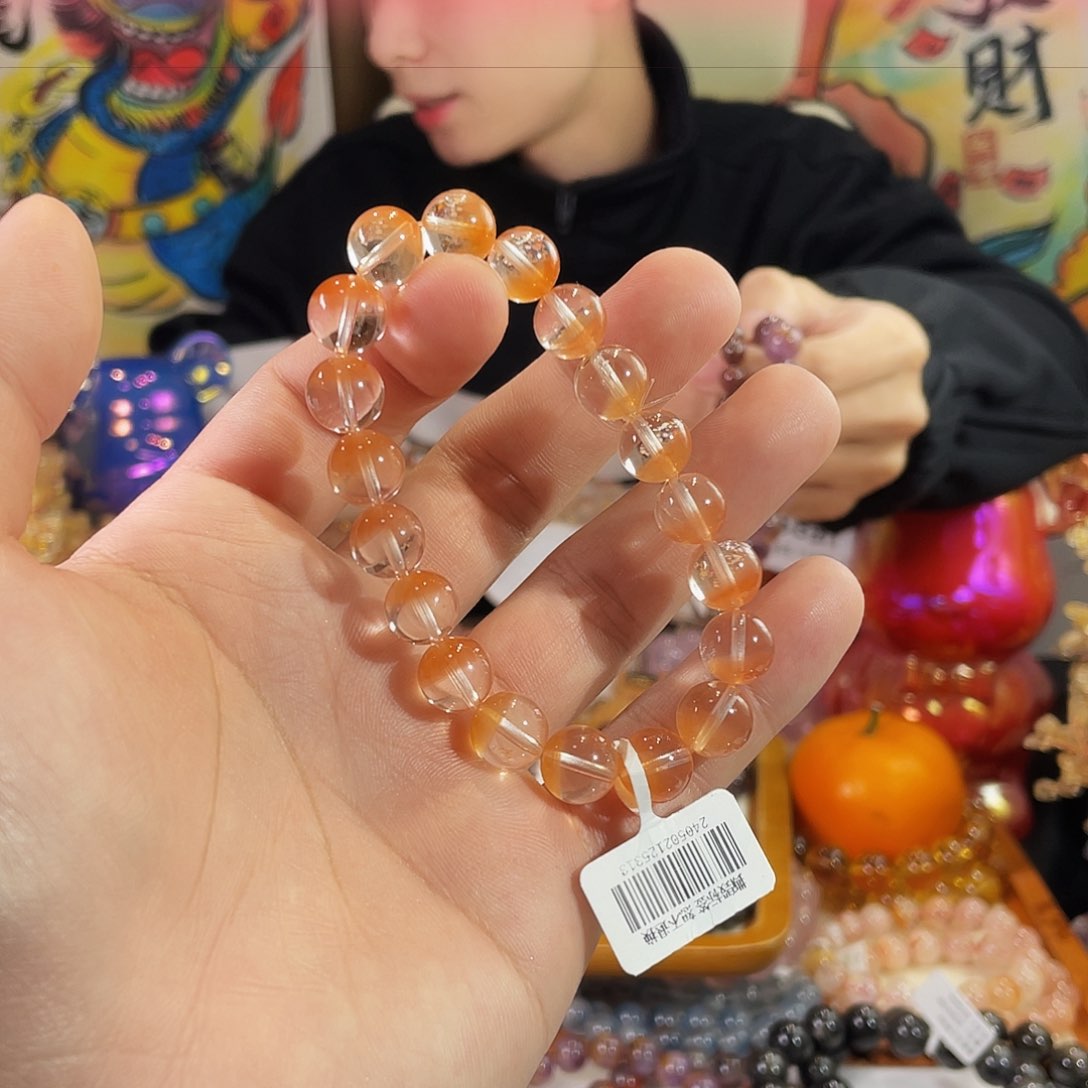 水晶手串未镶嵌半盆红兔毛10.3mm