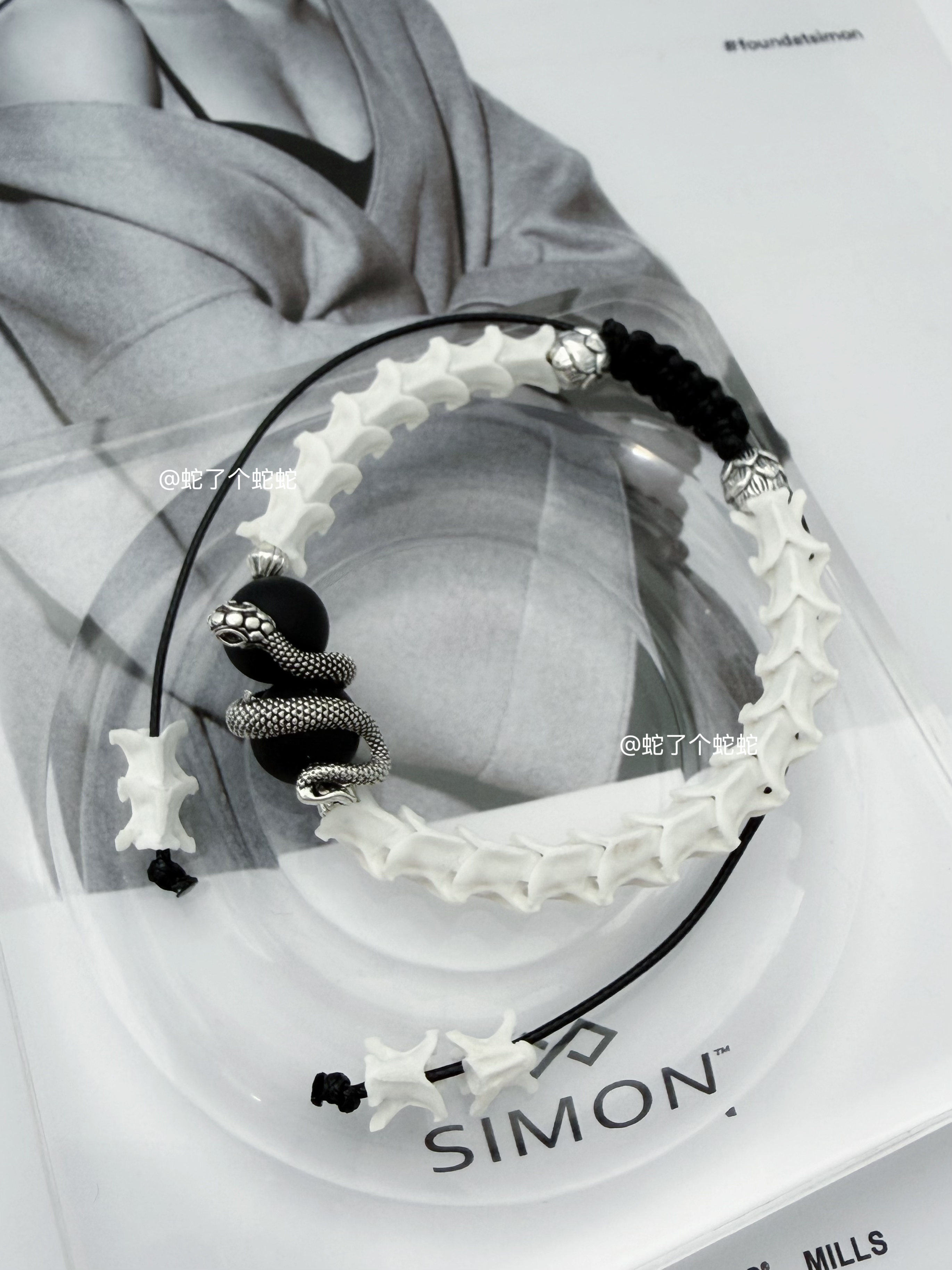 手链 小众原创设计情侣手工编织绳真蛇骨手链中性风格简约气质