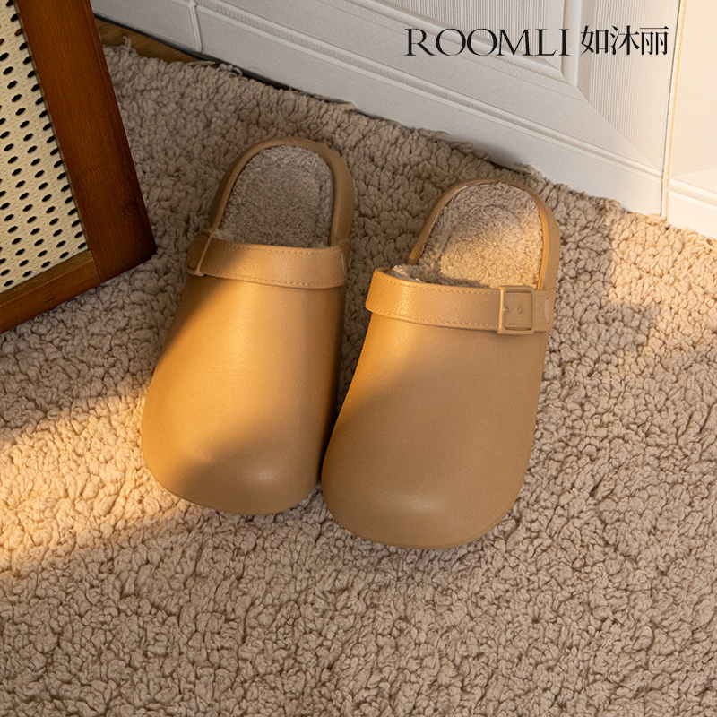 如沐丽居家防水勃肯棉拖鞋女款2025新款爆款冬天加绒保暖男穆勒鞋