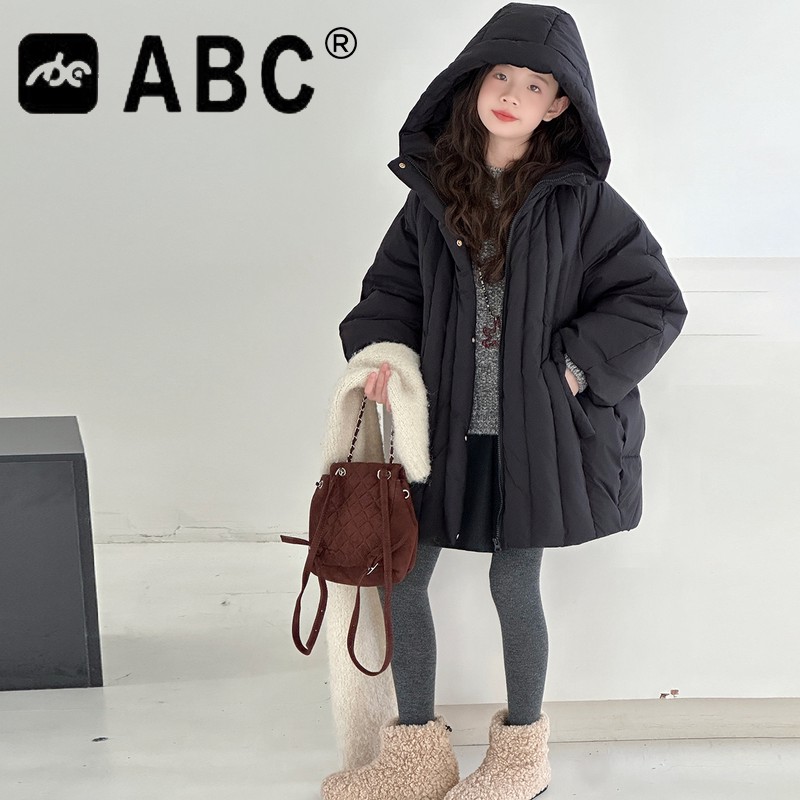 ABC韩国童装女童羽绒服冬季新款儿童三防90绒加厚保暖外套长款