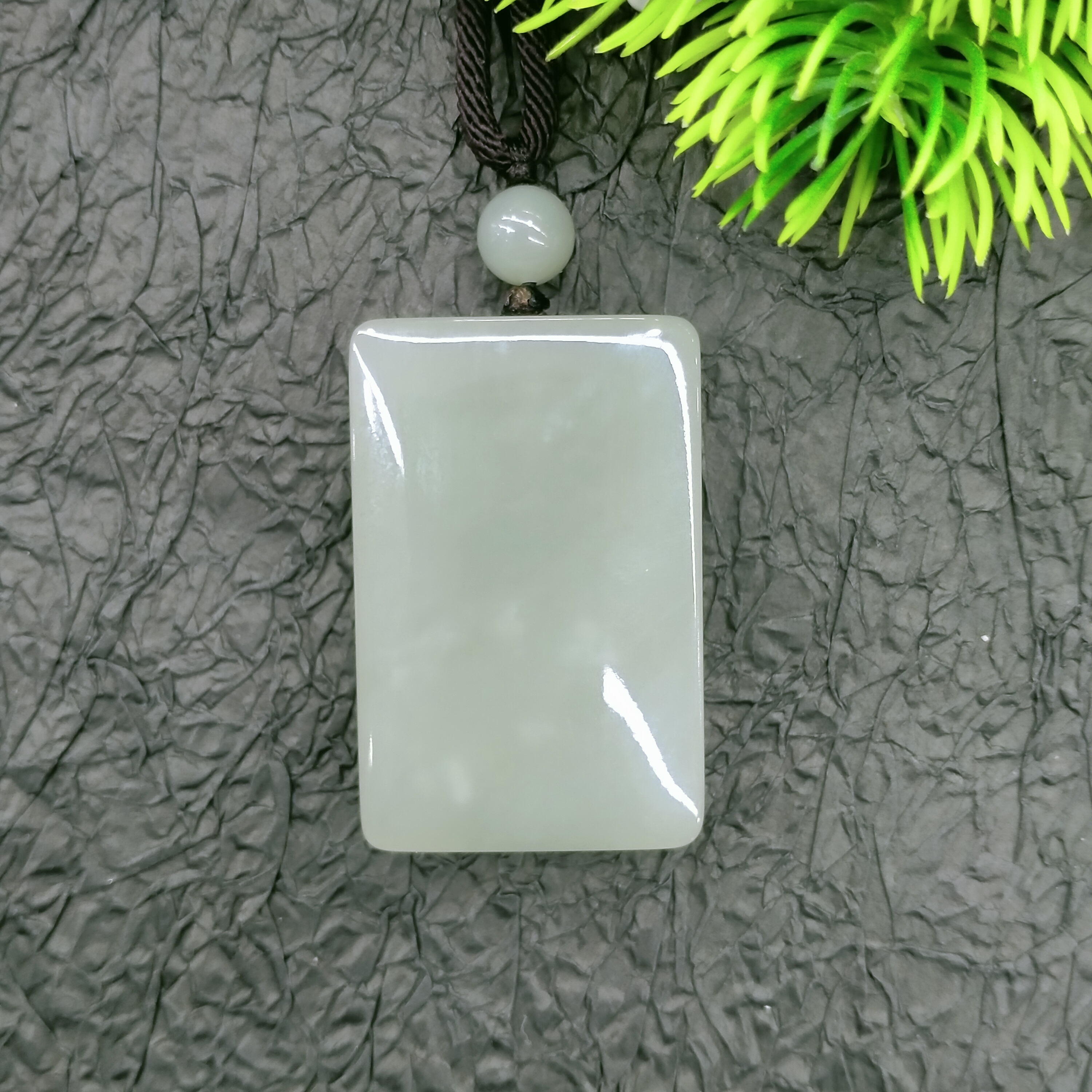 新疆和田玉且末料青白玉无事牌28*43 0017S