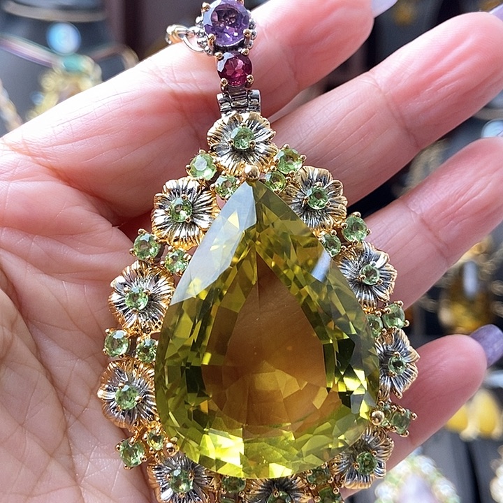 水晶颈饰银S925镶嵌吊坠