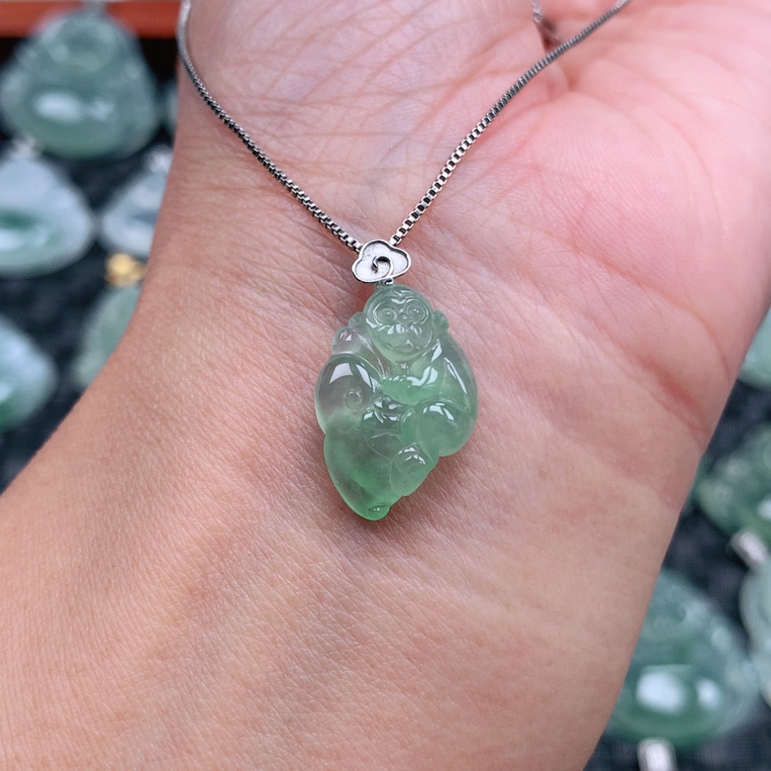 翡翠18K金镶嵌吊坠(不含链)