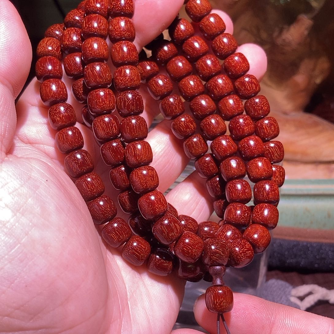 木巅峰毕业，印尼金星紫檀1.0老邢108超级无敌爆满真金星老料泥料