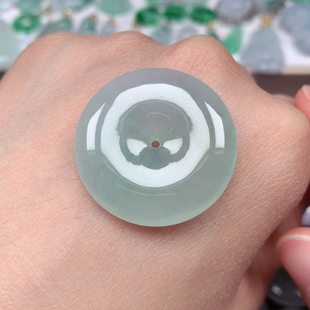 翡翠未镶嵌颈饰ღ***平安扣