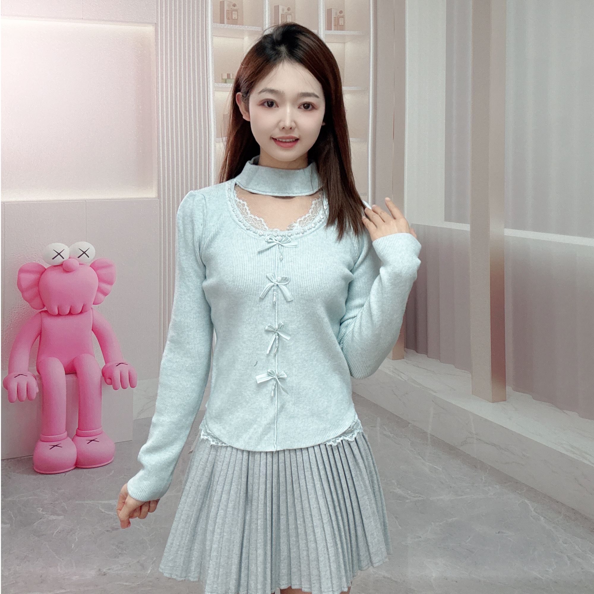 INS花边镂空针织上衣4254322818