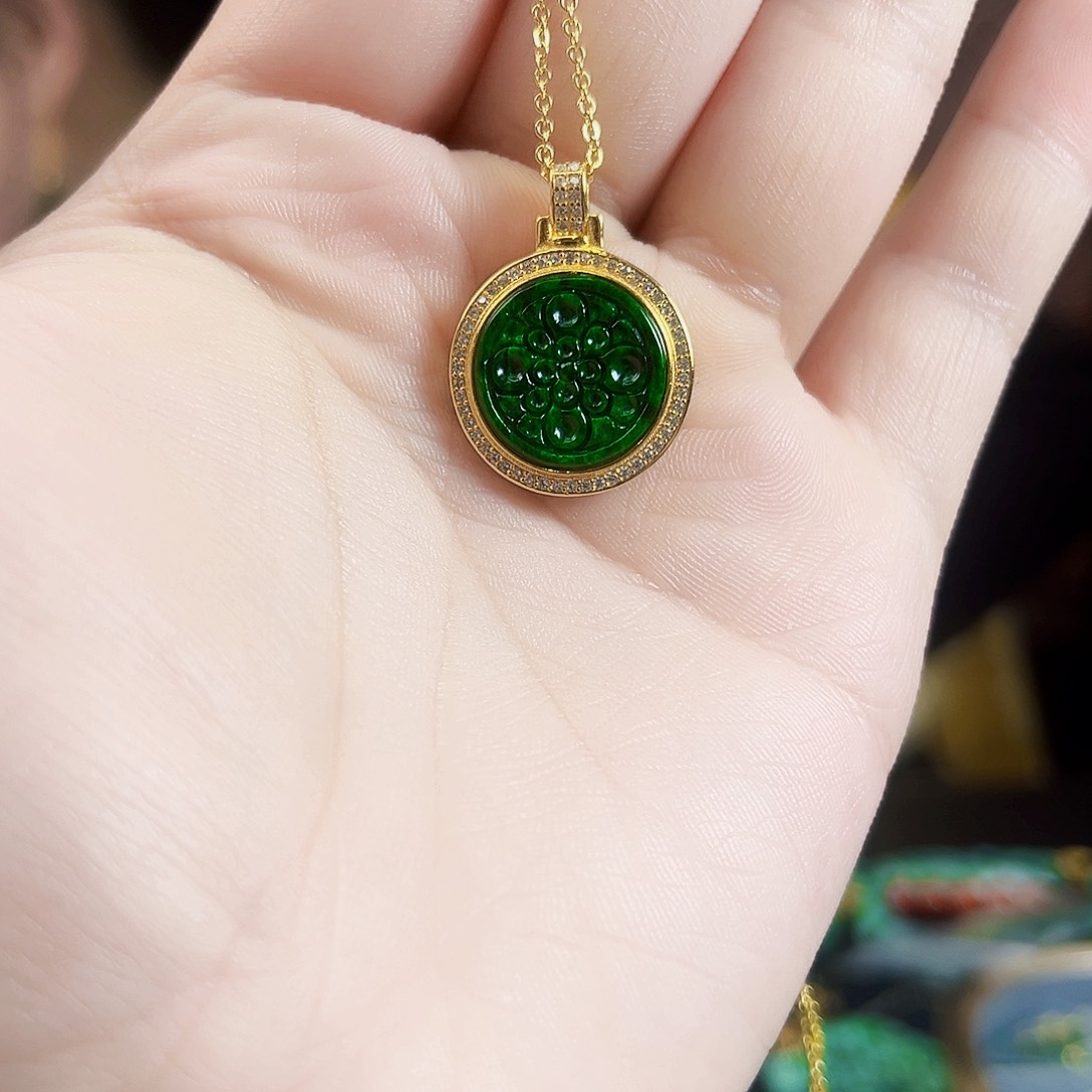 翡翠银S925镶嵌颈饰吊坠