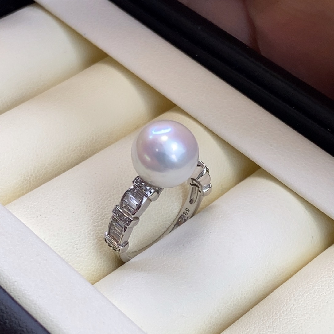 戒指淡水珍珠银S925镶嵌特价