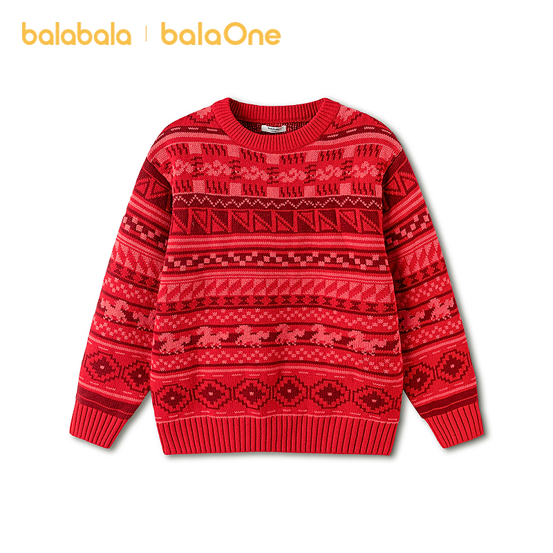 【balaOne】巴拉巴拉童装儿童毛衫男女童新款春费尔岛针织衫