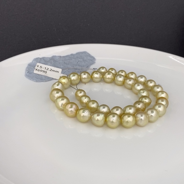 未镶嵌颈饰海水珍珠火**的金珠满串9.5-12.2洁
