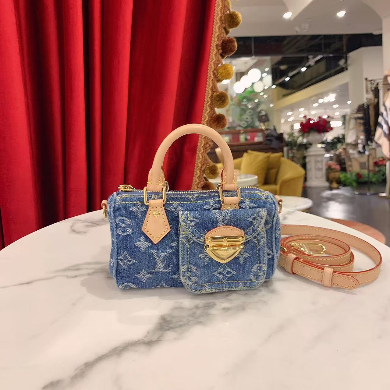 95新 LouisVuitton/路易威登 speedy nano牛仔丹宁芯片款10521762