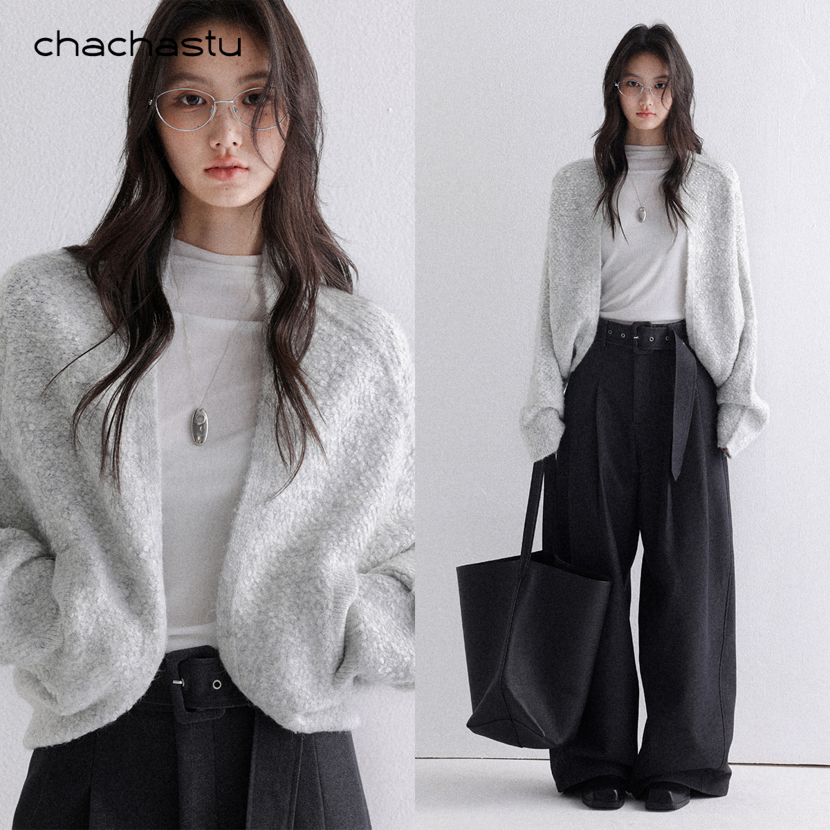 CHACHASTU【温暖抵达】慵懒气质 蝙蝠袖圈圈纱毛衣开衫XX6402
