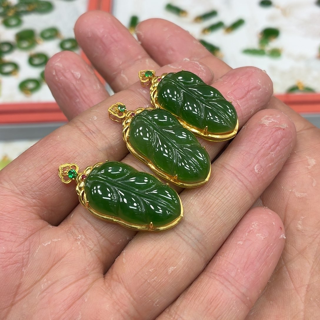 和田玉18K金镶嵌颈饰多样性发货拍一发一